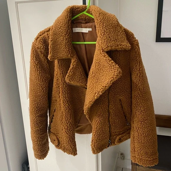 ASTR Teddy Shearling Moto Jacket, XS - Picture 1 of 8